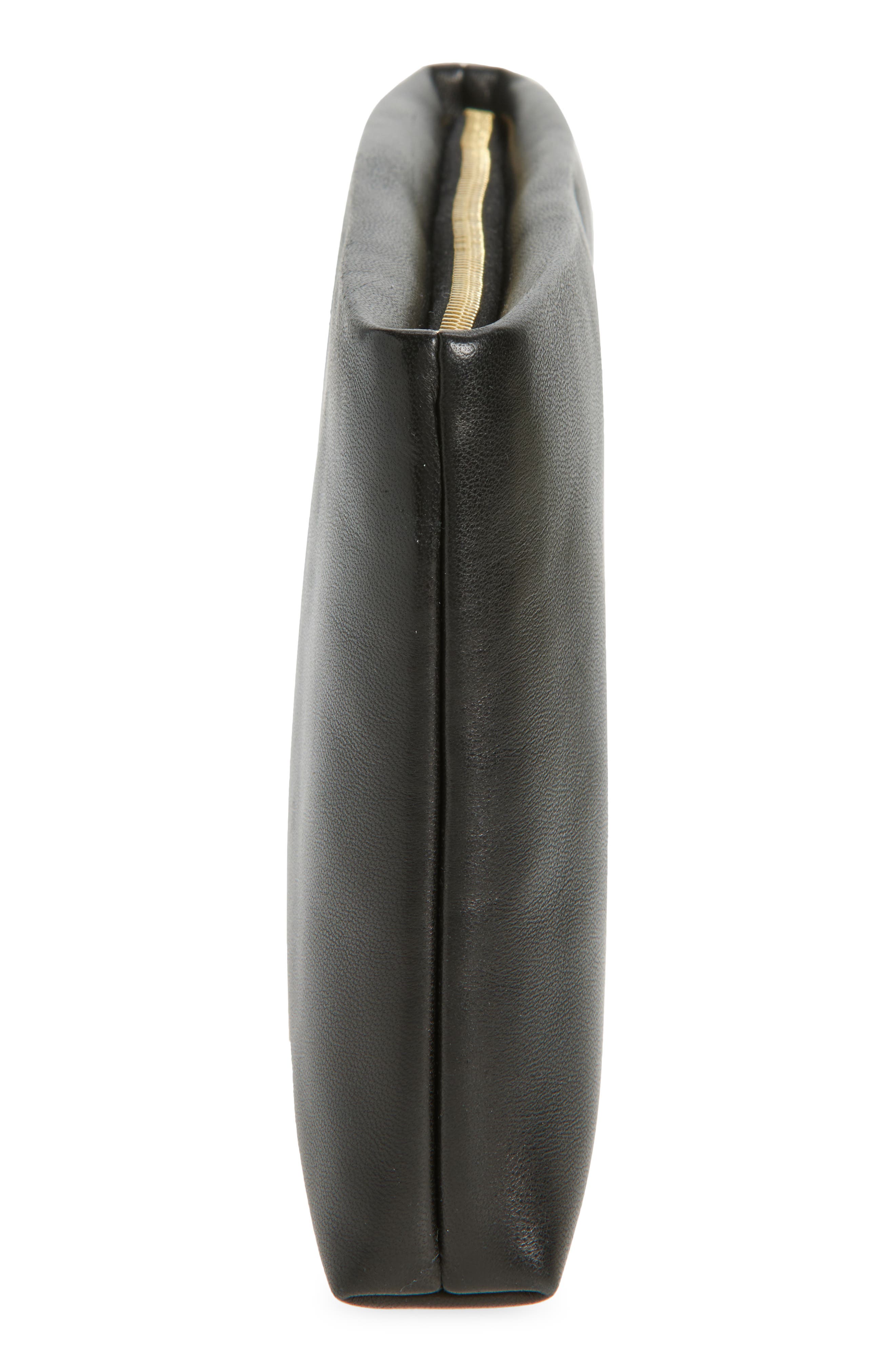 Saint Laurent Calypso Long Leather Pouch Clutch, Alternate, color, Noir