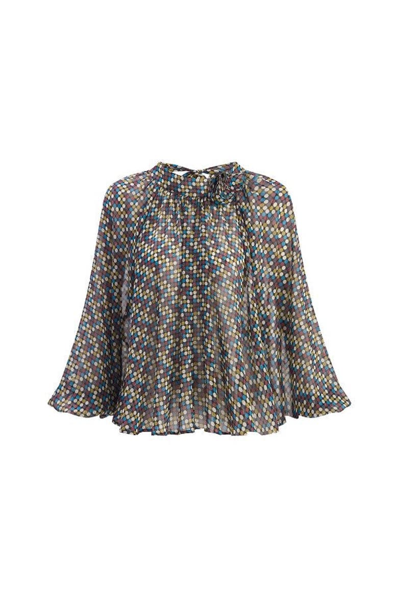 Printed Mock Neck Blouse, Alternate, color, MULTICOLOR