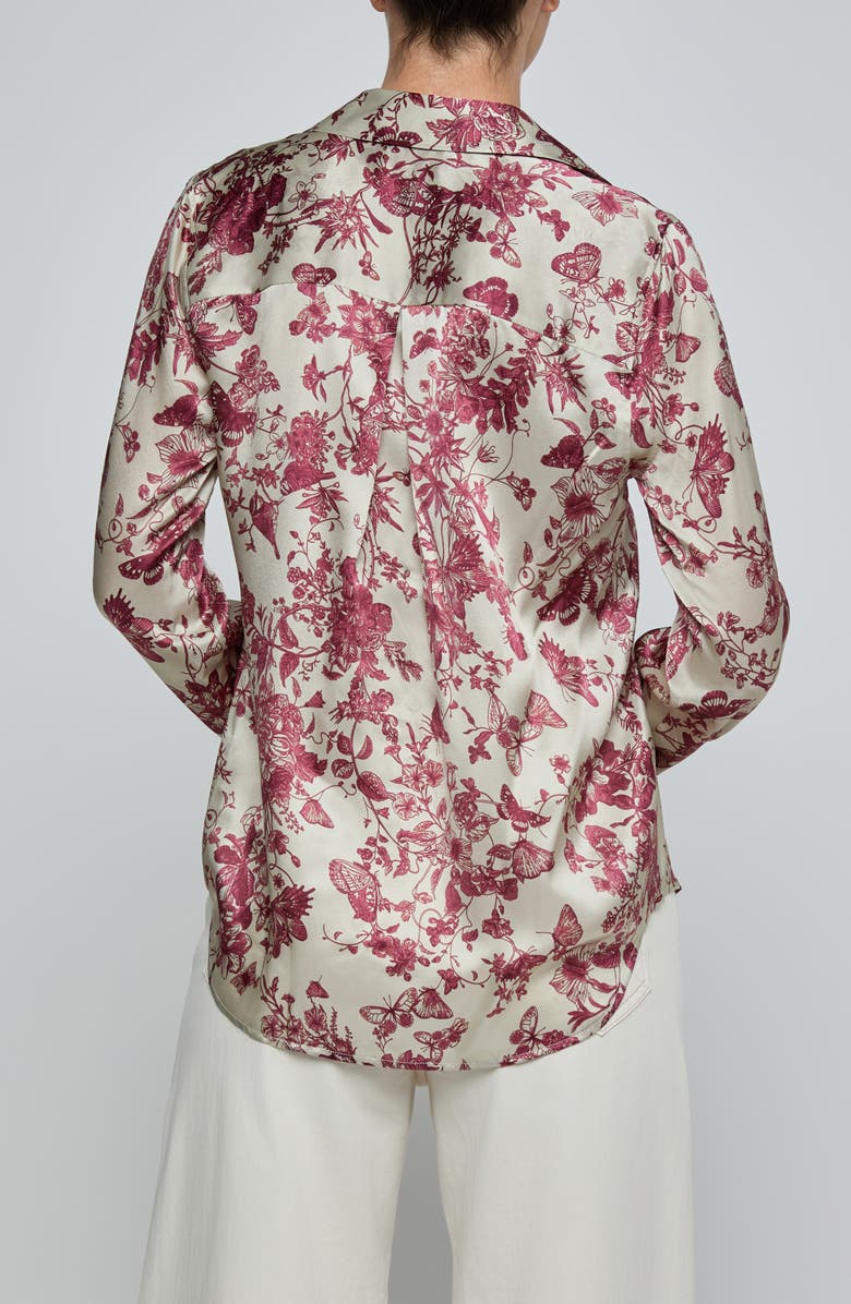 L'AGENCE Tyler Floral Print Silk Shirt, Alternate, color, Truffle Butterfly