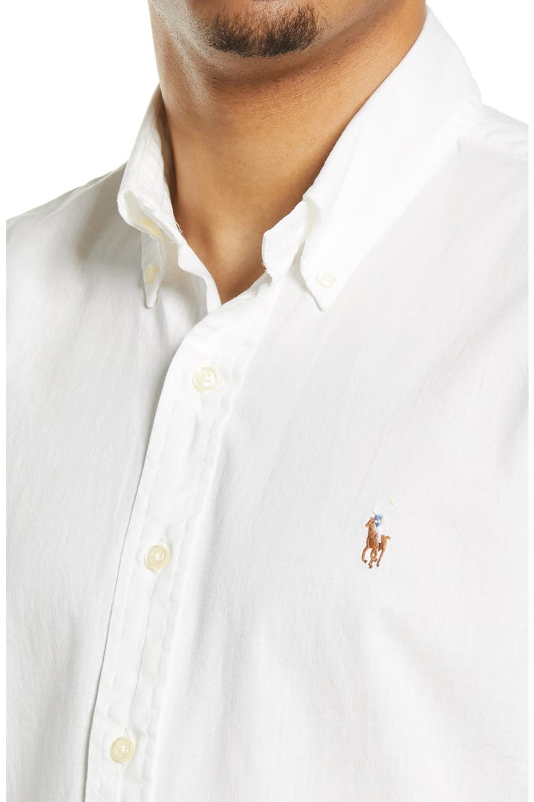 Ralph Lauren Classic Fit Short Sleeve Button-Down Shirt, Alternate, color, WHITE