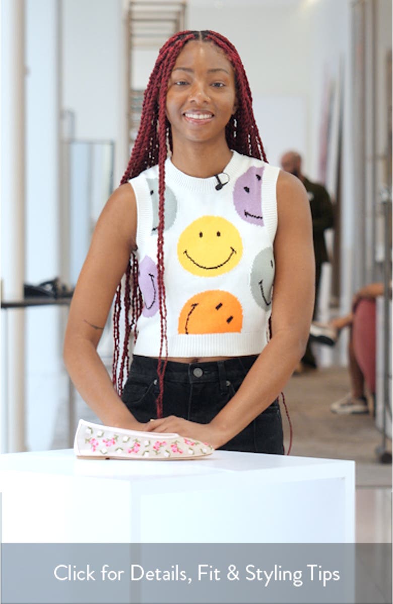 Bareitall Flower Embroidered Ballet Flat, sales video thumbnail