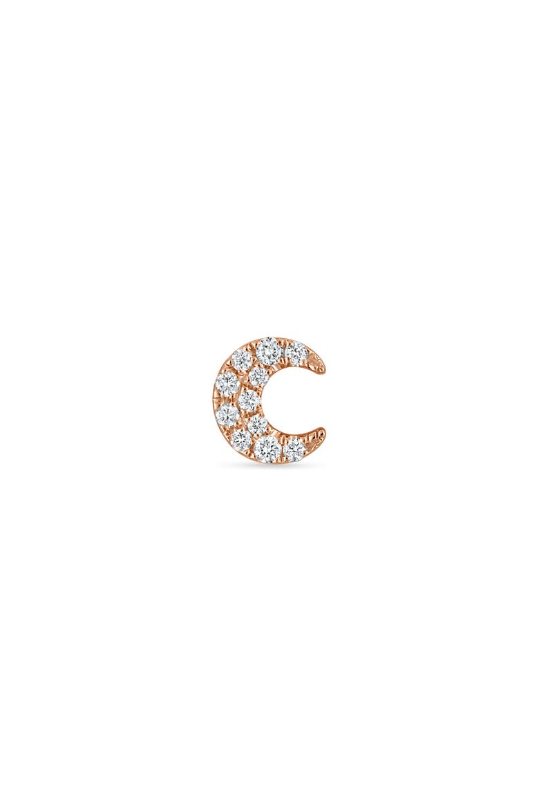 Diamond Moon Threaded Stud Earring, Alternate, color, 18K ROSE GOLD/ DIAMOND