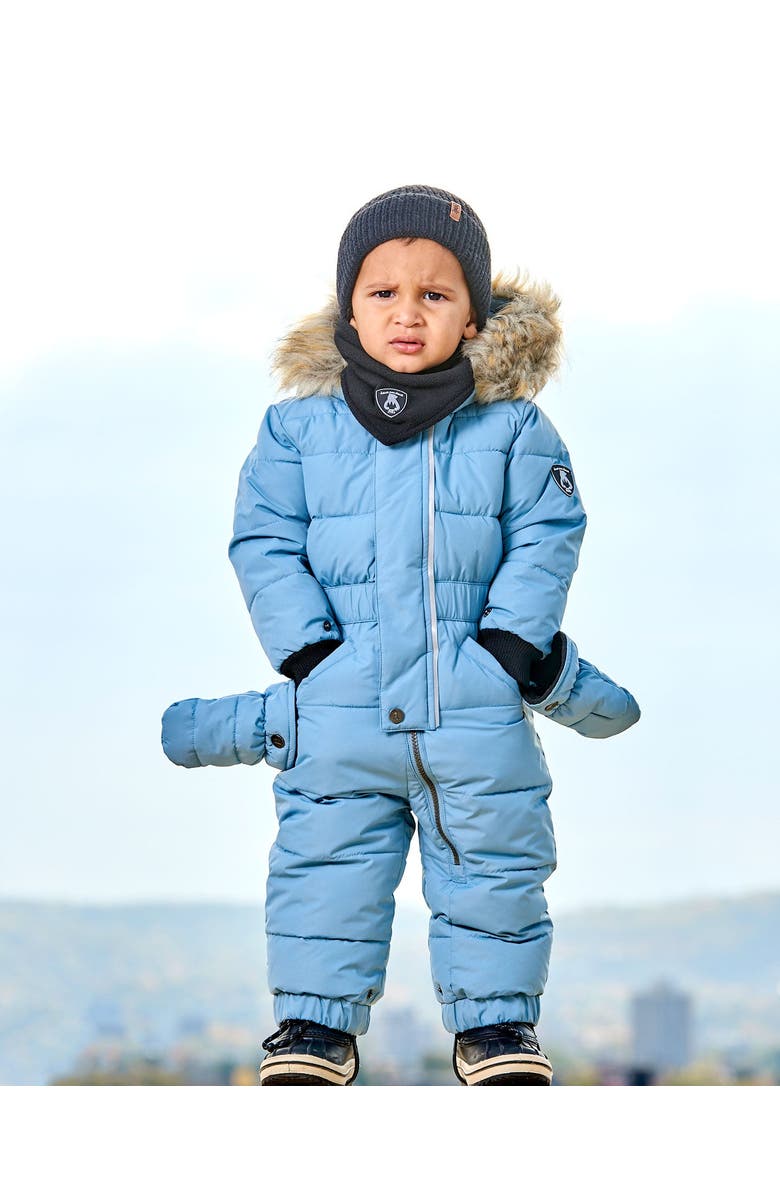 Deux par Deux Baby Boy's One Piece Baby Snowsuit Ash Blue, Alternate, color, 