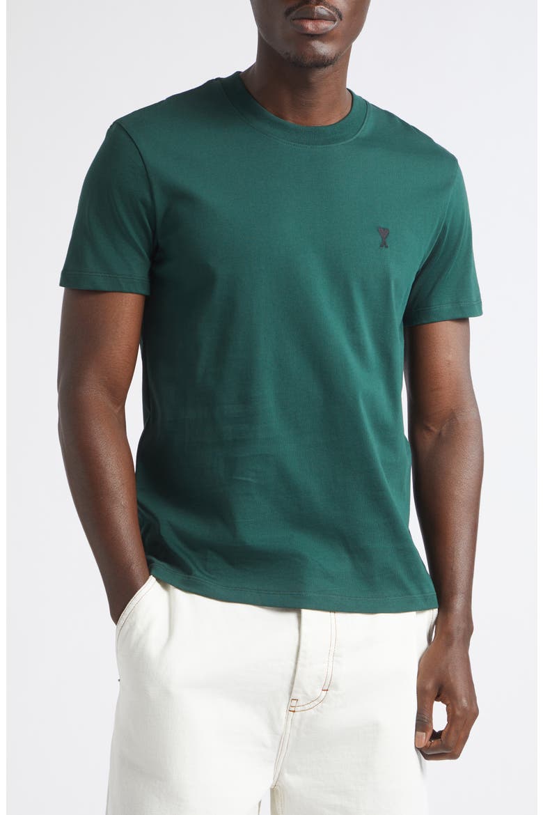 Ami de Coeur Cotton T-Shirt, Main, color, VERT BOUTEILLE/ NOIR