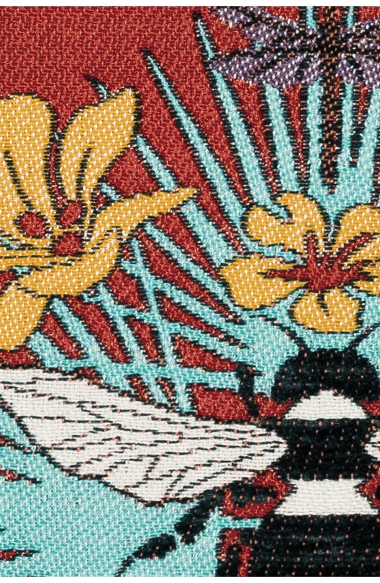 Elaine Smith Tropical Bee Jacquard Chenille accented Indoor & Outdoor Woven Accent Pillow, Alternate, color, Red