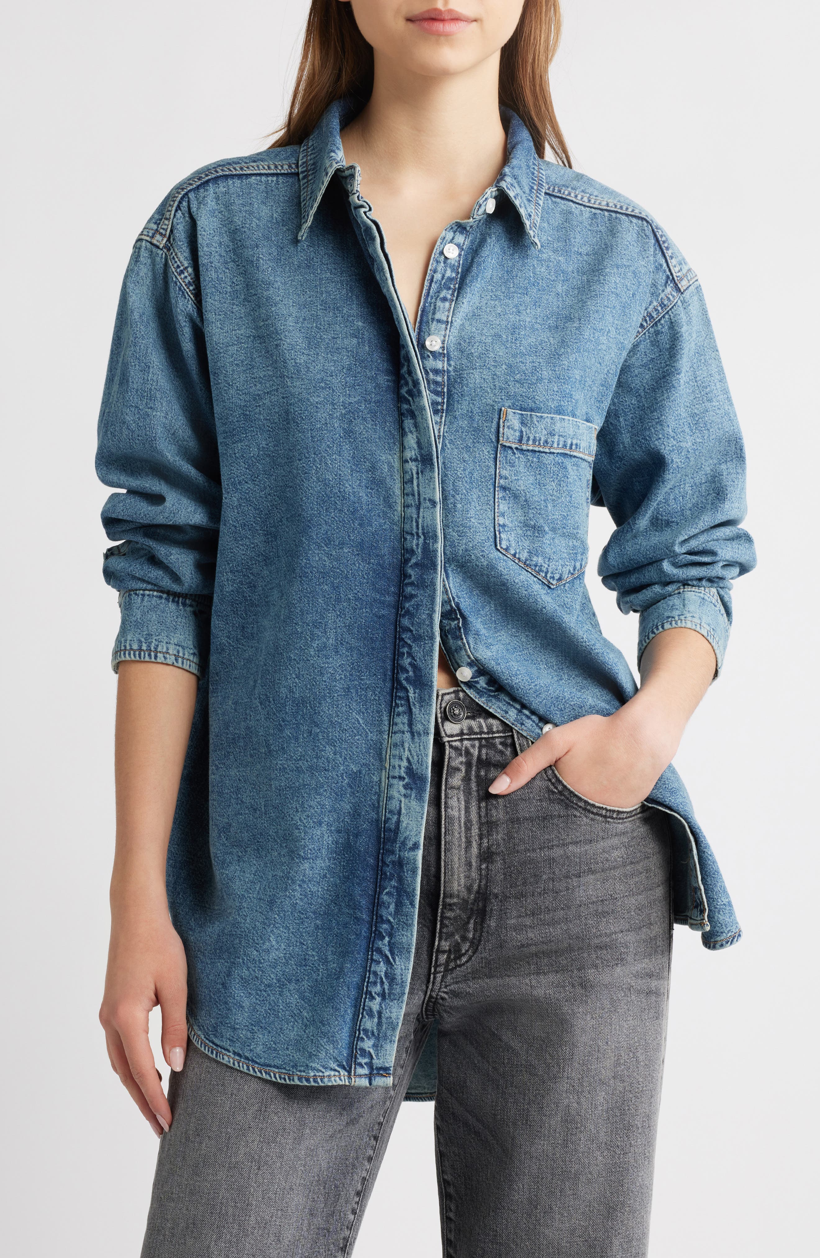 Good American Easy Denim Shirt