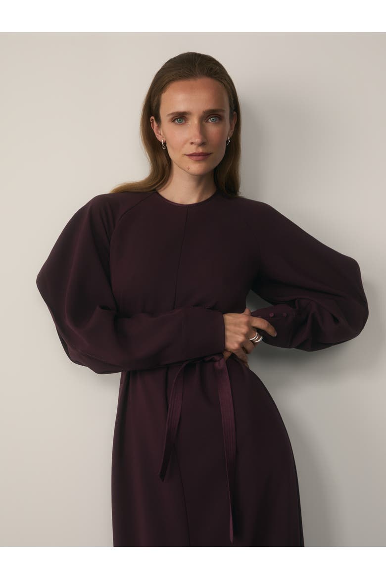 Asti Long Sleeve Midi Crepe Dress, Alternate, color, Purple