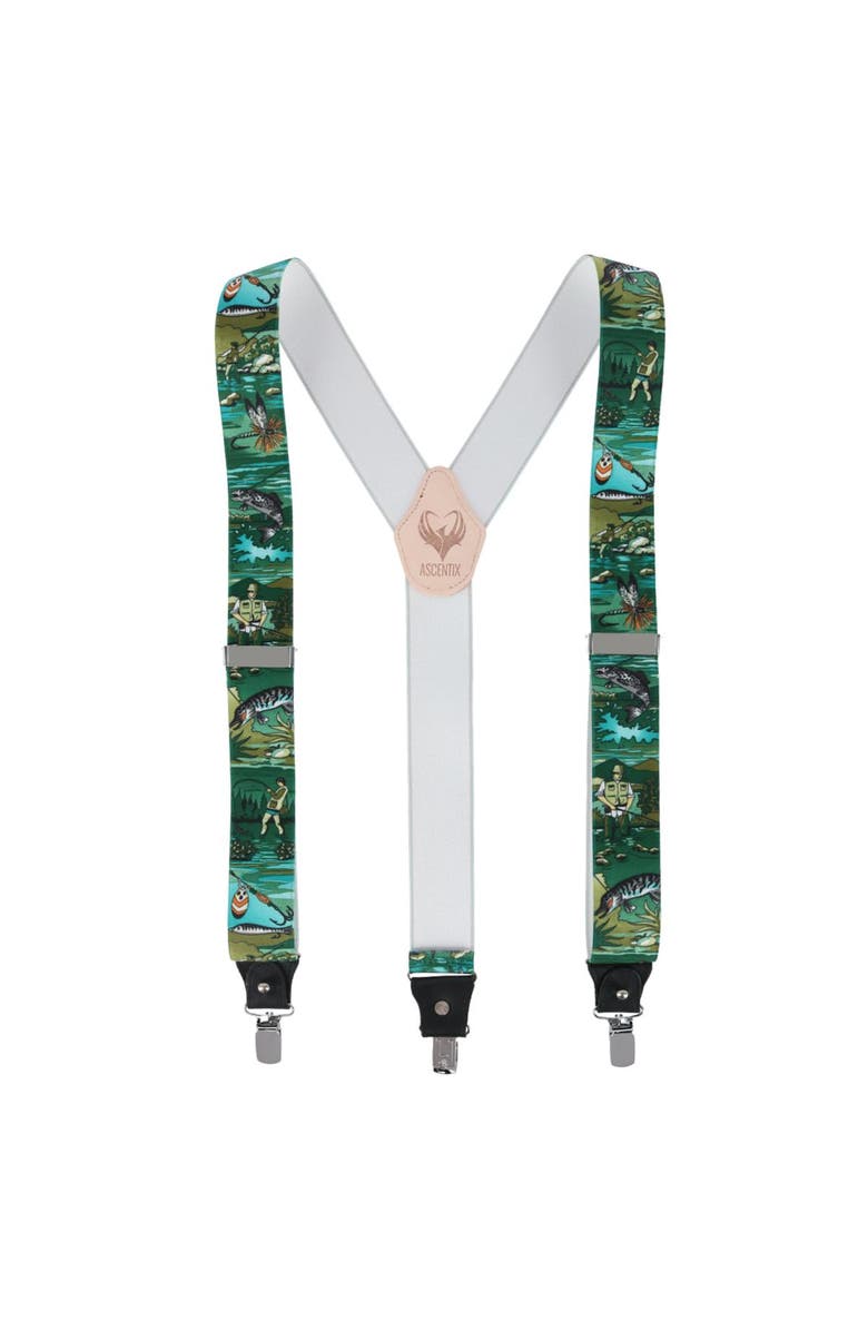 Ascentix Men's Angler Fishing Clip End Suspenders, Main, color, Green