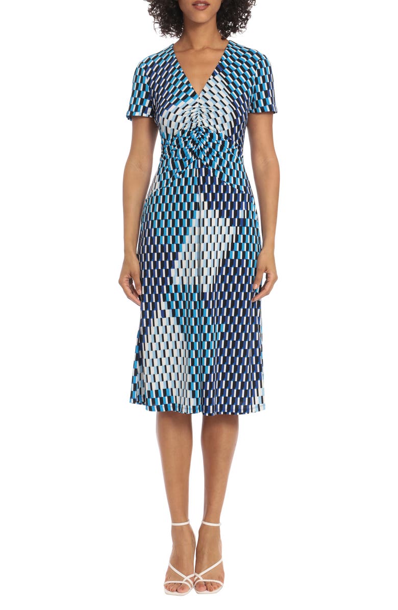 Maggy London Ruched Bodice Midi Dress, Main, color, 