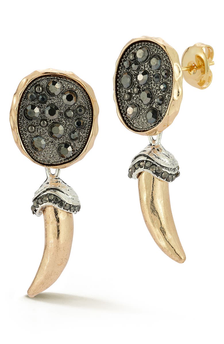 SPHERA MILANO Cubic Zirconia Horn Drop Earrings, Main, color, Gold