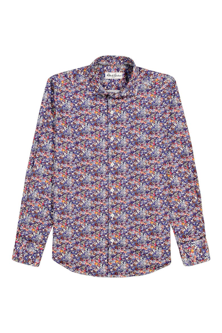Backwell Floral Cotton Button-Up Shirt, Alternate, color, PURPLE MULTI