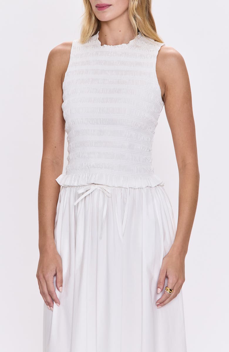 Pistola Phoebe Sleeveless Smocked Stretch Cotton Tank, Alternate, color, Le Blanc