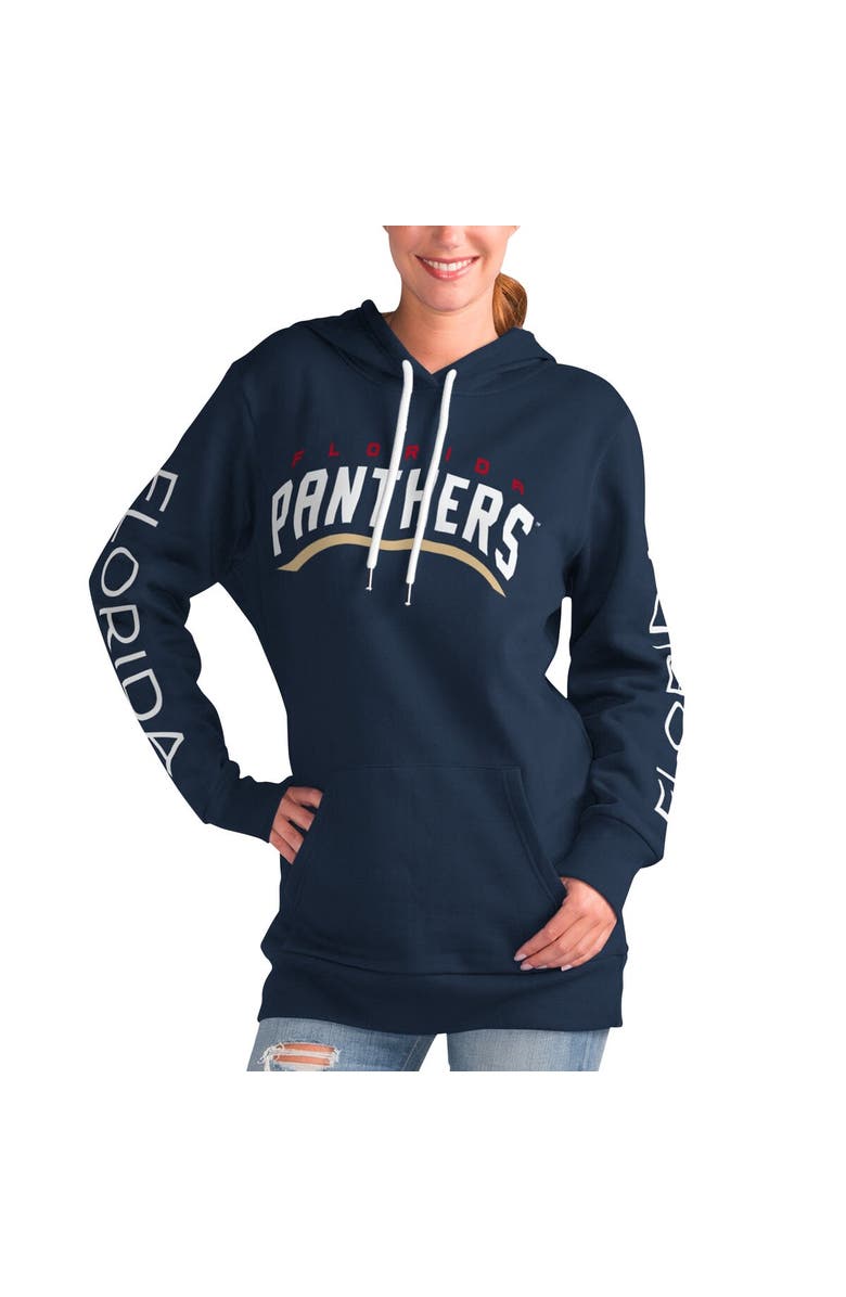 G-III 4HER BY CARL BANKS Women's G-III 4Her by Carl Banks Navy Florida Panthers Overtime Pullover Hoodie, Main, color,