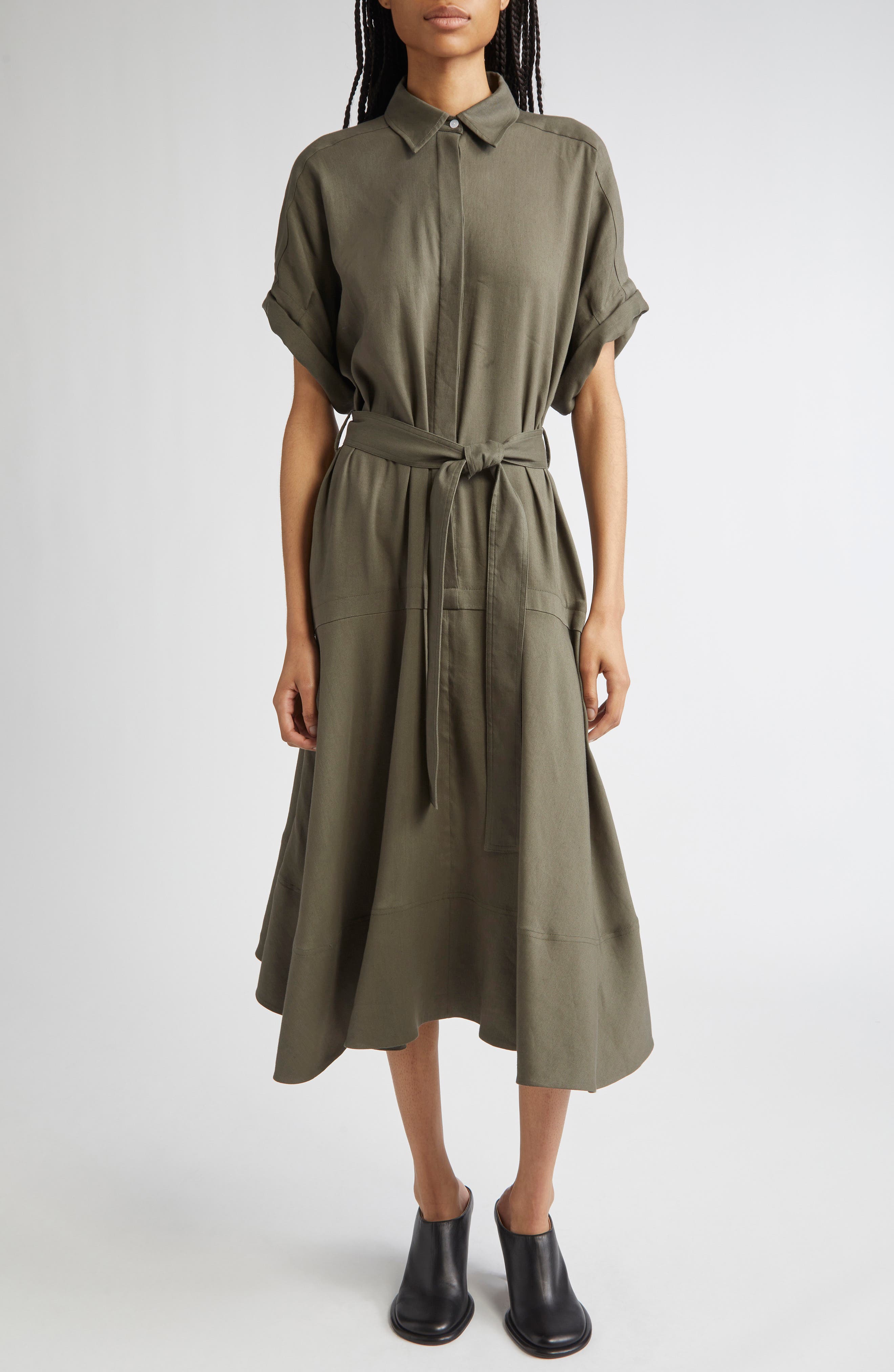 Proenza Schouler Scottie Linen Blend Belted Shirtdress