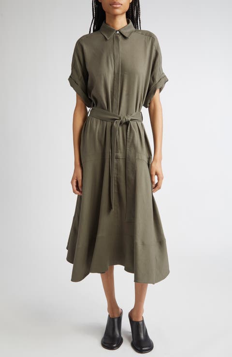 オールインワン・サロペット Proenza Schouler Printed Long Sleeve Shirtdress Proenza Schouler Andy Belted Long Sleeve Satin Shirtdress
