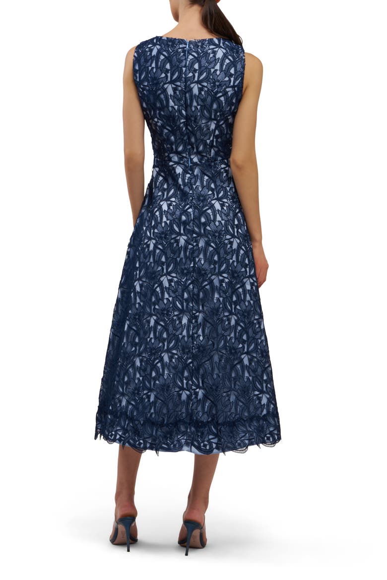 blue bird lace dress Kay Unger Women's Danielle Tea Length Dress - Blue