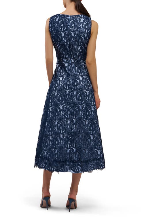 Kay Unger Danielle Sleeveless Lace Dress In Blue