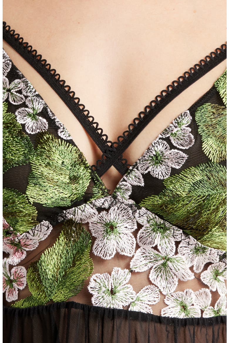 Lace & Mesh Babydoll, Alternate, color, HYDRANGEA NIGHT
