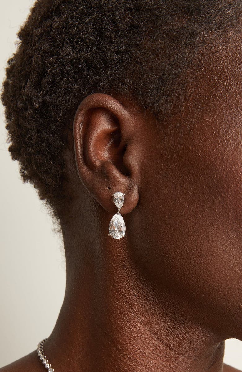 Aurate New York Lab Grown Sapphire Pear Drop Earrings, Alternate, color, Vermeil / White