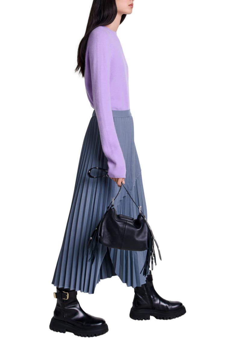 maje Asymmetrical pleated skirt, Alternate, color, 