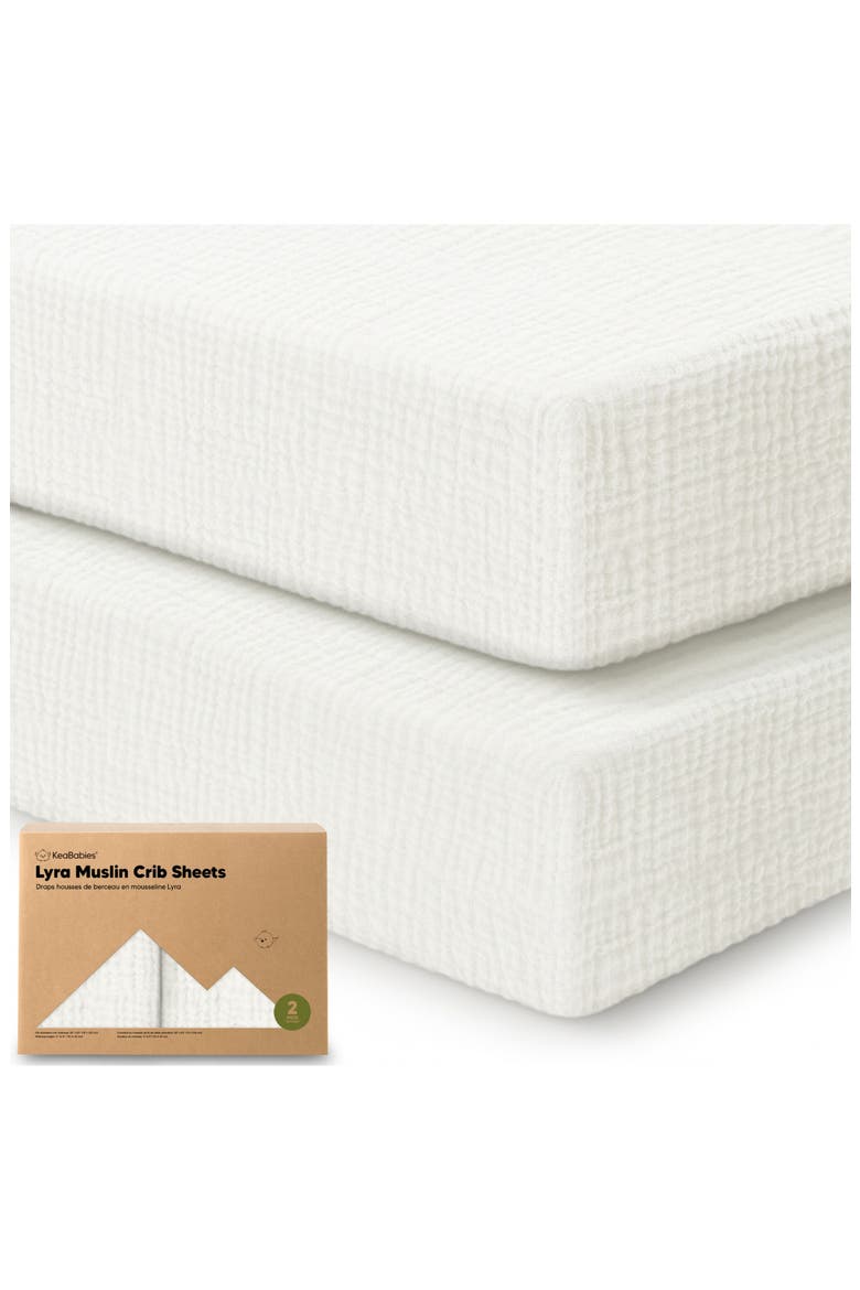 2-Pack Lyra Muslin Crib Sheets, Main, color, Soft White
