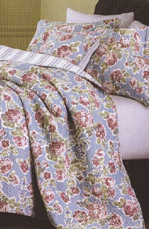 Floral Print Microfiber Quilt Set