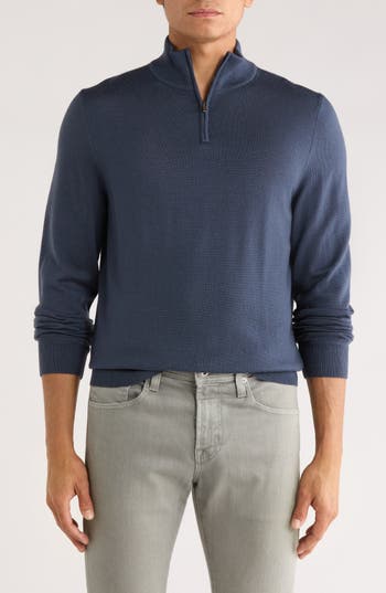 Nordstrom Cashmere Quarter Zip Pullover Sweater In Blue