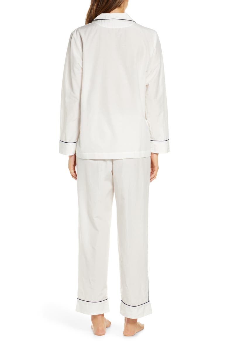 Mia Cotton & Silk Pajamas, Alternate, color, WHITE/ NAVY
