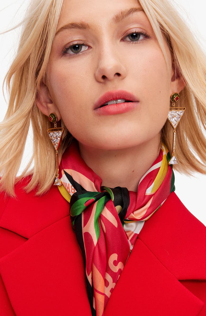 Kate Spade New York dirty martini print square silk scarf, Main, color, 