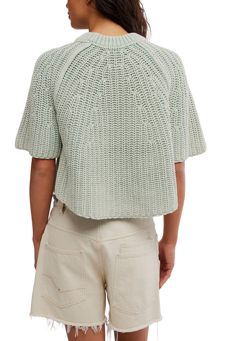 Amy Short Sleeve Cotton Sweater, Alternate, color, CAMEO GREEN