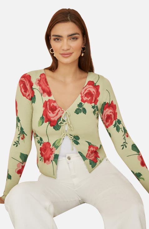 Long Sleeve V-Neck Tie Front Cardigan