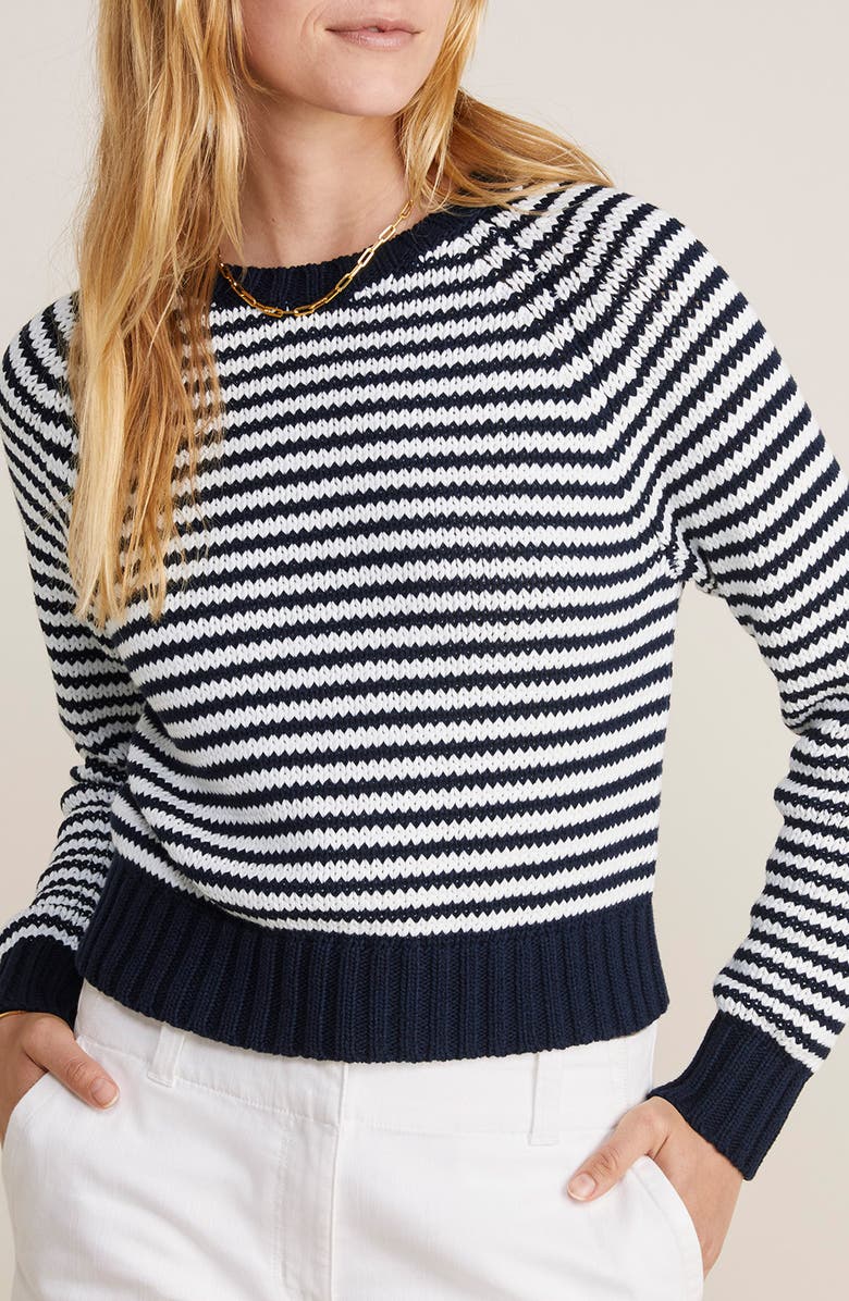 vineyard vines Chunky Cotton Blend Crewneck Sweater, Main, color, Babs Stripe - Navy