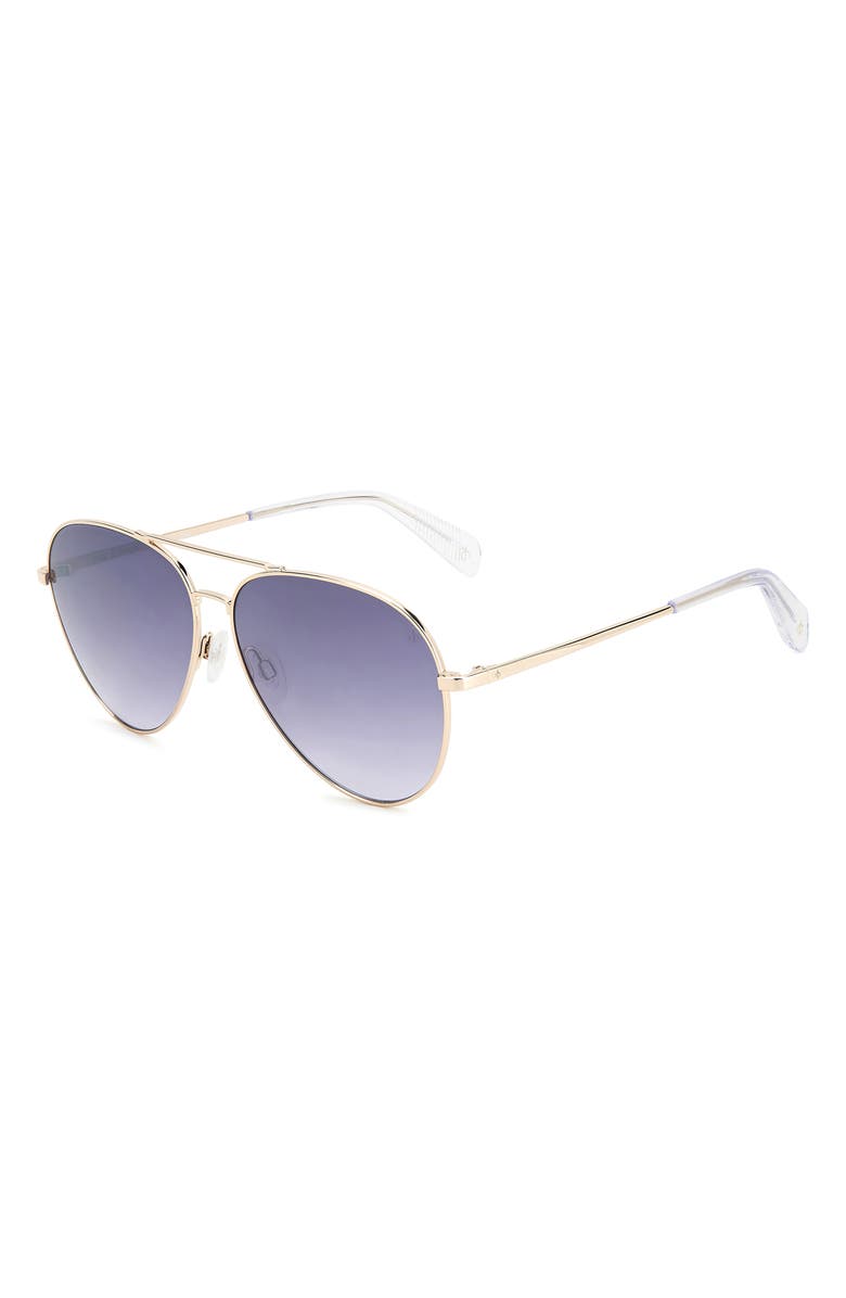 rag & bone 59mm Aviator Sunglasses, Alternate, color, Gold/ Grey Ms Silver