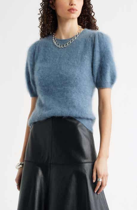 Femme Short Sleeve Brushed Cashmere Sweater