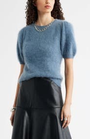 Nordstrom Femme Short Sleeve Brushed Cashmere Sweater