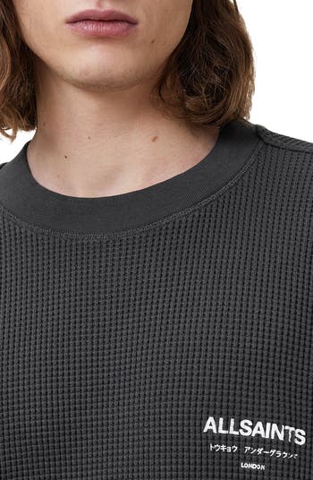 Crypt Waffle Knit Long Sleeve Cotton Graphic T-Shirt