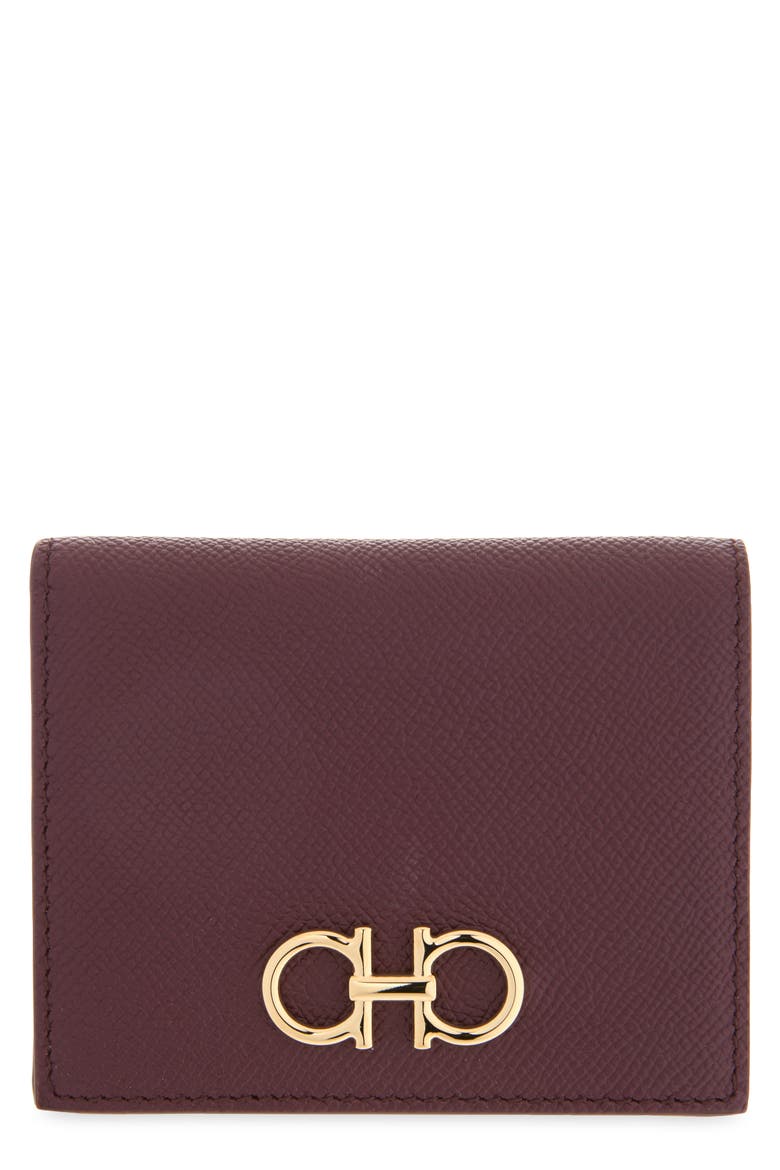 Gancini Leather French Wallet, Main, color, PLUM