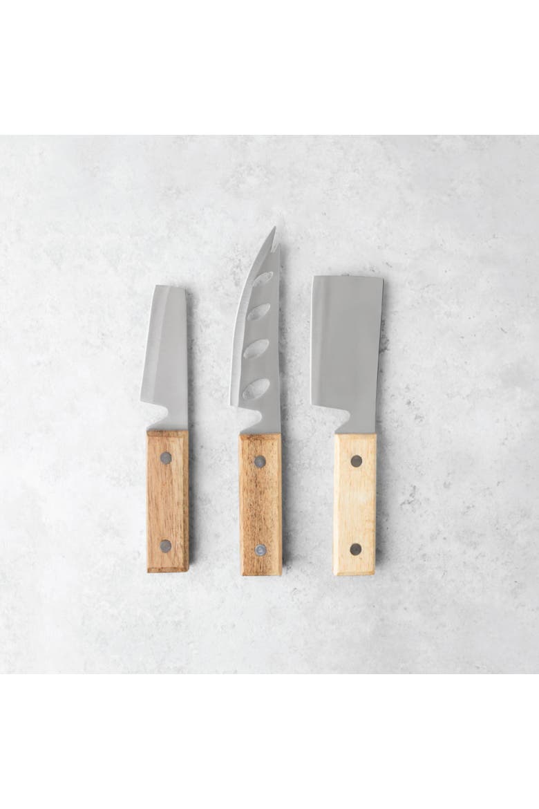 Rustic Cheese Knives Set of 3, Alternate, color, BROWN