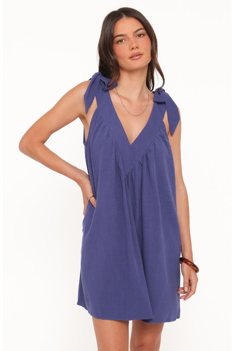 Trina Tie Shoulder Shift Minidress, Alternate, color, NAVY