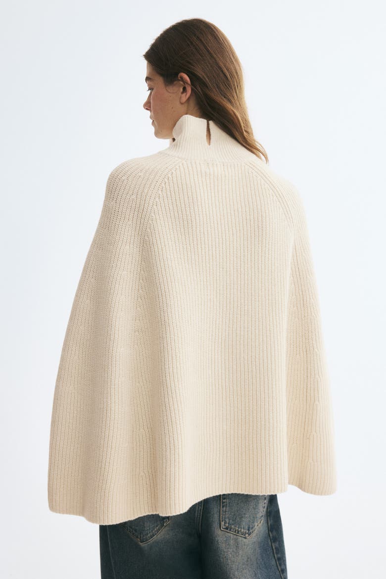 Knit Mock Turtleneck Cape, Alternate, color, Light beige