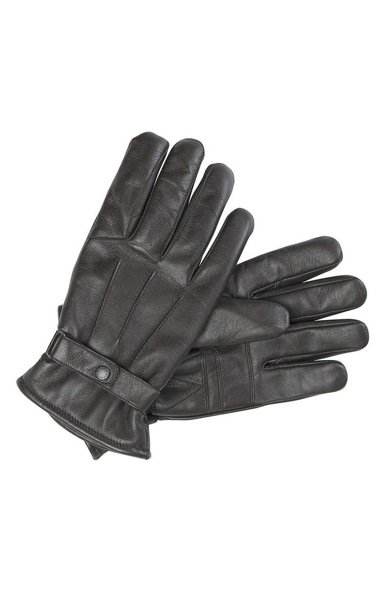 Barbour Burnished Leather Gloves, Main, color,