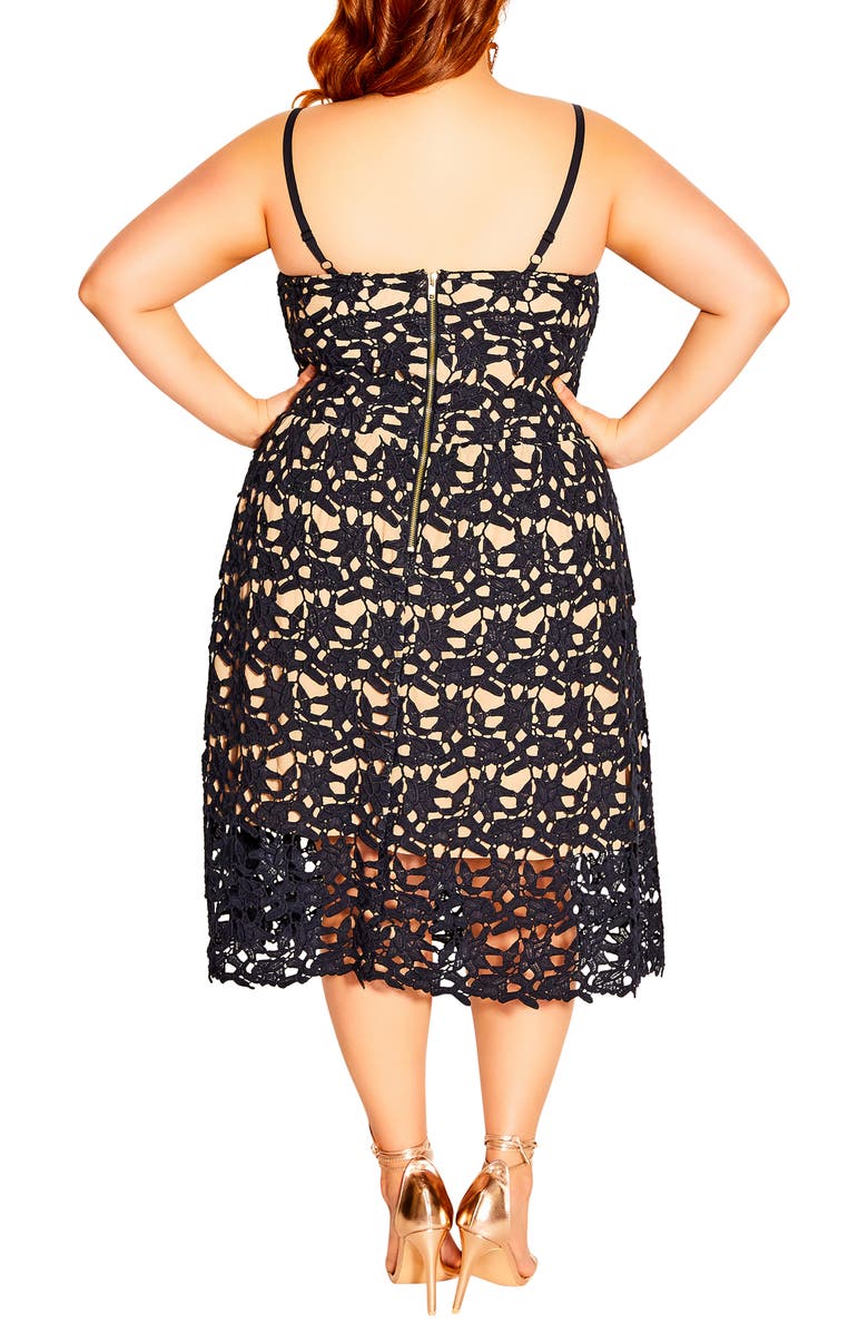 City Chic So Fancy Lace Midi Dress, Alternate, color, Navy