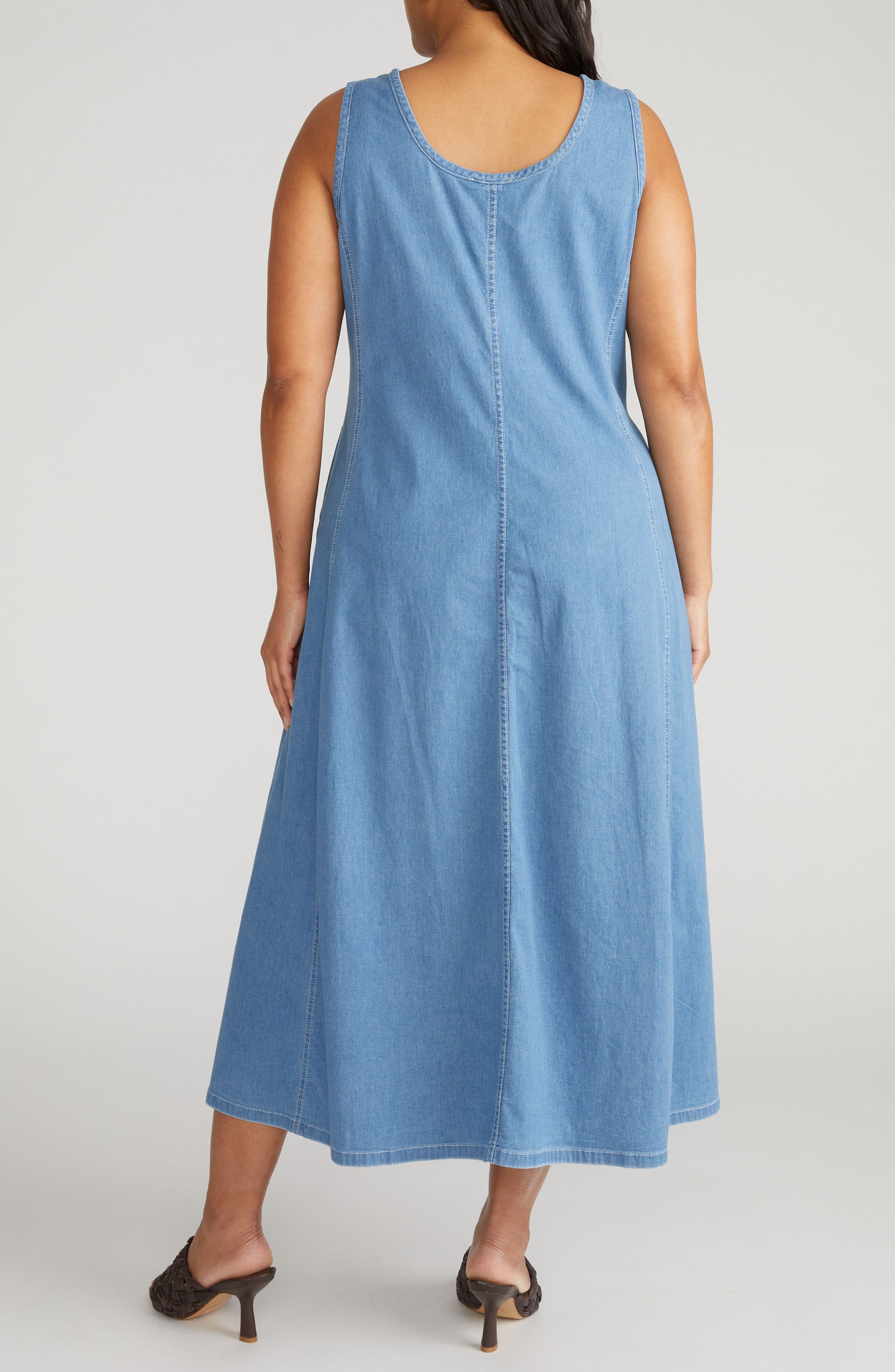 Kendra Sleeves Chambray Midi Dress - image 2