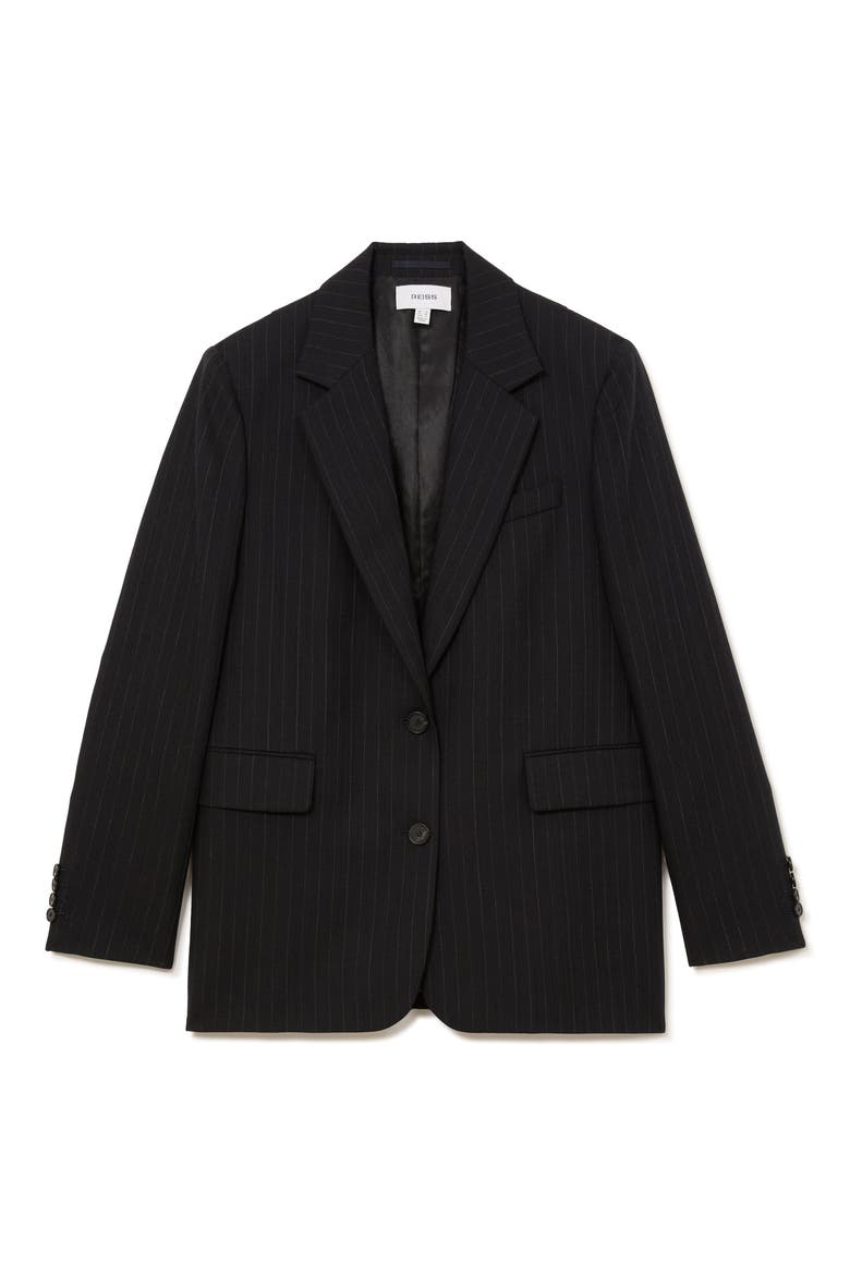 Beck Pinstripe Wool Blazer, Alternate, color, NAVY