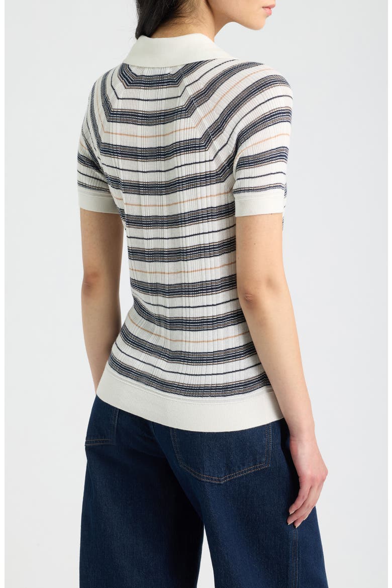 Teresa Stripe Silk Blend Polo, Alternate, color, IVORY MULTI