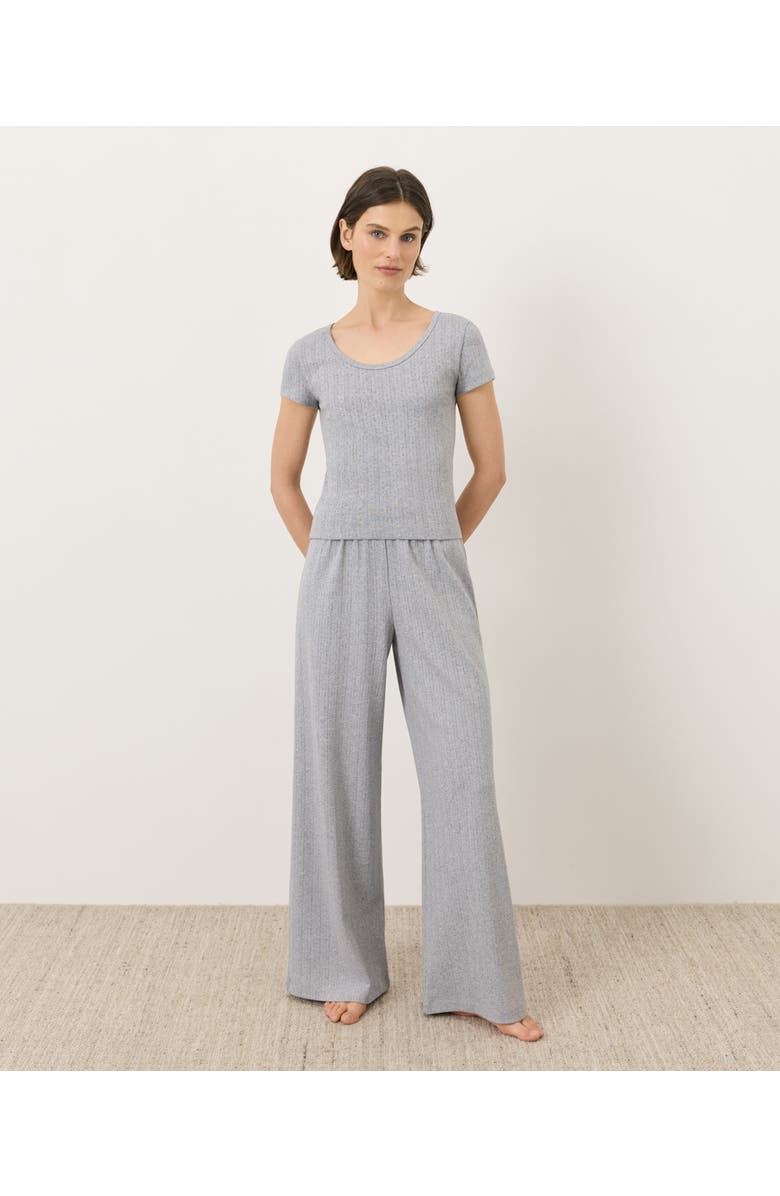 Pact Organic Cotton Pointelle Scoop Neck Tee, Alternate, color, Heather Grey