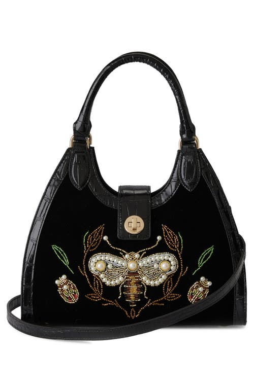 Brahmin Adrian Beaded Velvet Top Handle Bag