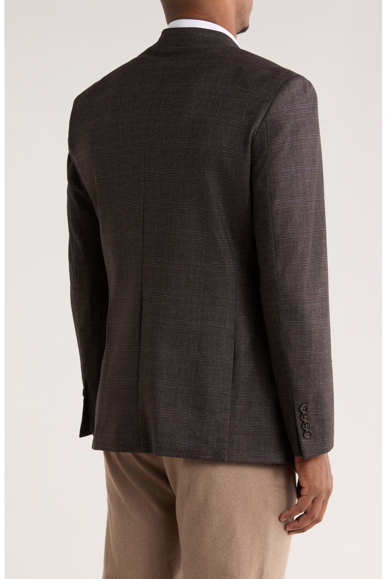 Slim Fit Plaid Stretch Knit Blazer, Alternate, color, BROWN