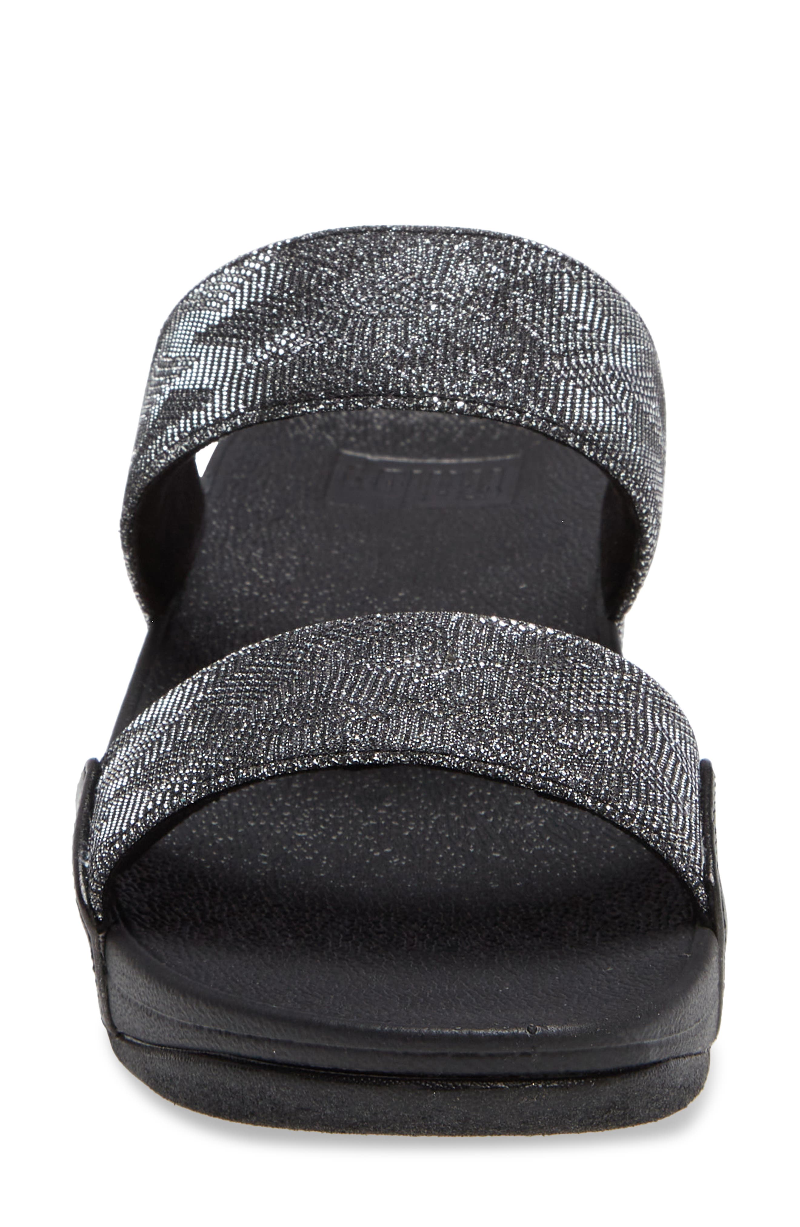 FitFlop Lulu Glitz Slide Sandal, Alternate, color, All Black