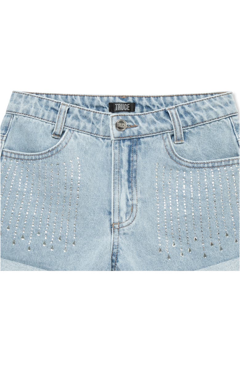 Truce Kids' Rhinestone Accent Cuffed Denim Shorts, Alternate, color, Lt Stone